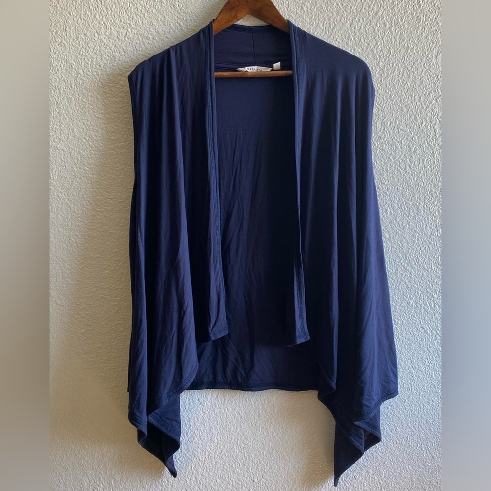 Athleta Navy Open-Front Draped Cardigan